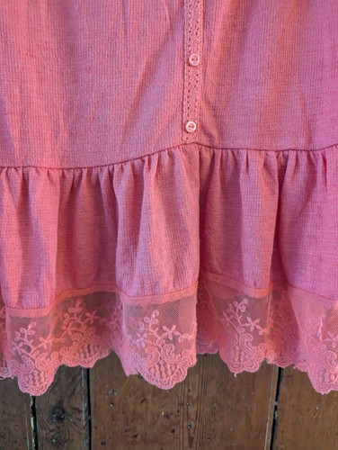 Falmer Heritage hübsches korallenrosa Baumwollträgertop mit Spitze Schößchen 16 - Bild 2 von 4