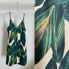 SHEIN Cool Microfiber TROPICAL PALM Leaf Print Resort Style DRESS Size Medium