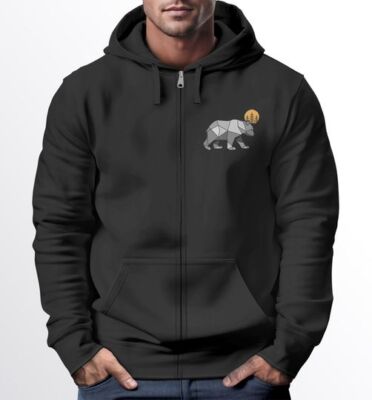 Herren Sweatjacke mit Kapuze Polygon Print Bär Outdoor Print Zipjacke Männer