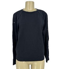 Athleta XS Women SNAPPY SWEATSHIRT Long Sleeve Top Black Crewneck G1