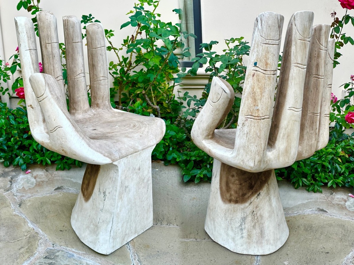 Hand Carved Wood Hand Chair Inspired by Pedro Friedeberg