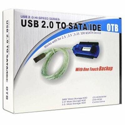IDE SATA to USB 2.0 Cable Adapter w One Touch Backup 2020-OTB