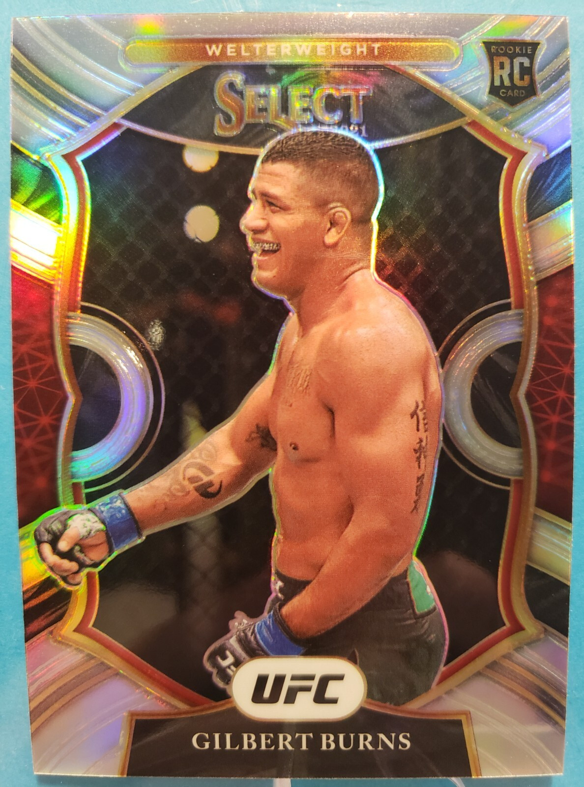 2021 PANINI SELECT CONCOURSE UFC #34 GILBERT BURNS - SILVER PRIZM ROOKIE CARD RC