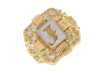10k or 14k Two Tone Gold Mens Real Gold White CZ Accented Letter J