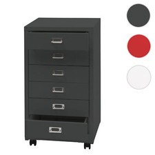 Rollcontainer HWC-L49, Stahlschrank Aktenschrank, Metall 75x40x41cm 6 Schubladen