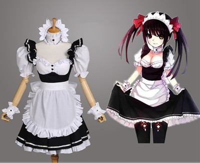 DATE A LIVE Tokisaki Kurumi Cosplay Kostüm Kleid lolita Maid Dienst-mädchen
