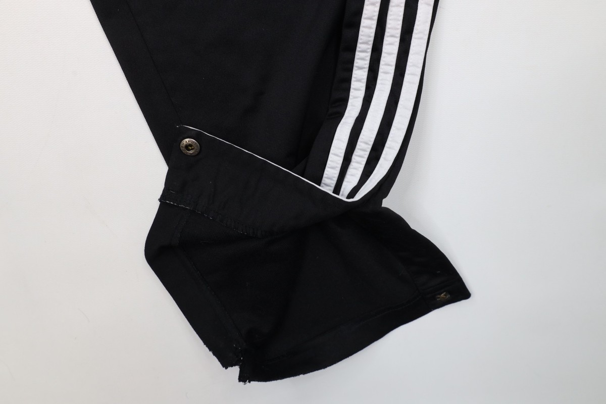 00s adidas nylon wide pants y2k teck 黒 M Vintage Y2K 2000 Adidas Mens XL Distressed Striped Wide Leg