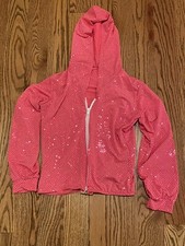 EUC Girl's Large Hip Hop Dance Costume Zip Up Hoodie Jacket Pink Sparkle Fabric