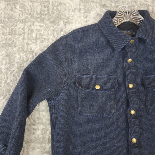 Pendleton Jacket Boys Medium Blue Oregon Tweed Shirt Shacket Wool Snap Button - Picture 3 of 12