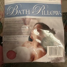 Vintage Pink Inflatable Vinyl Bath Pillow w/Terry Cloth Covering W/Suction Cups