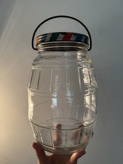 Vintage Pal Peanut Butter Glass Pickle Barrel Pickle Jar Metal Bail Handle Lid