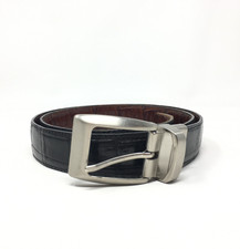 Brighton Dress Belt Mens Size 38 Black Brown Reversible Crocodile Embossed