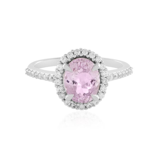 Cavill Kunzit Ring 1,872Ct Oval Sterling Silber Platin Zirkon Damen Echtschmuck-image