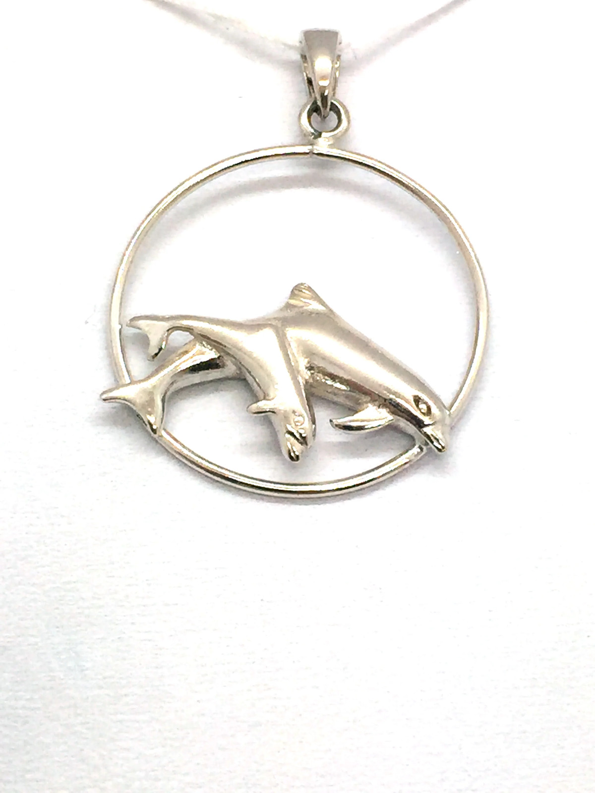 Solid Sterling Silver Twin Jumping Dolphin Pendant - image 5