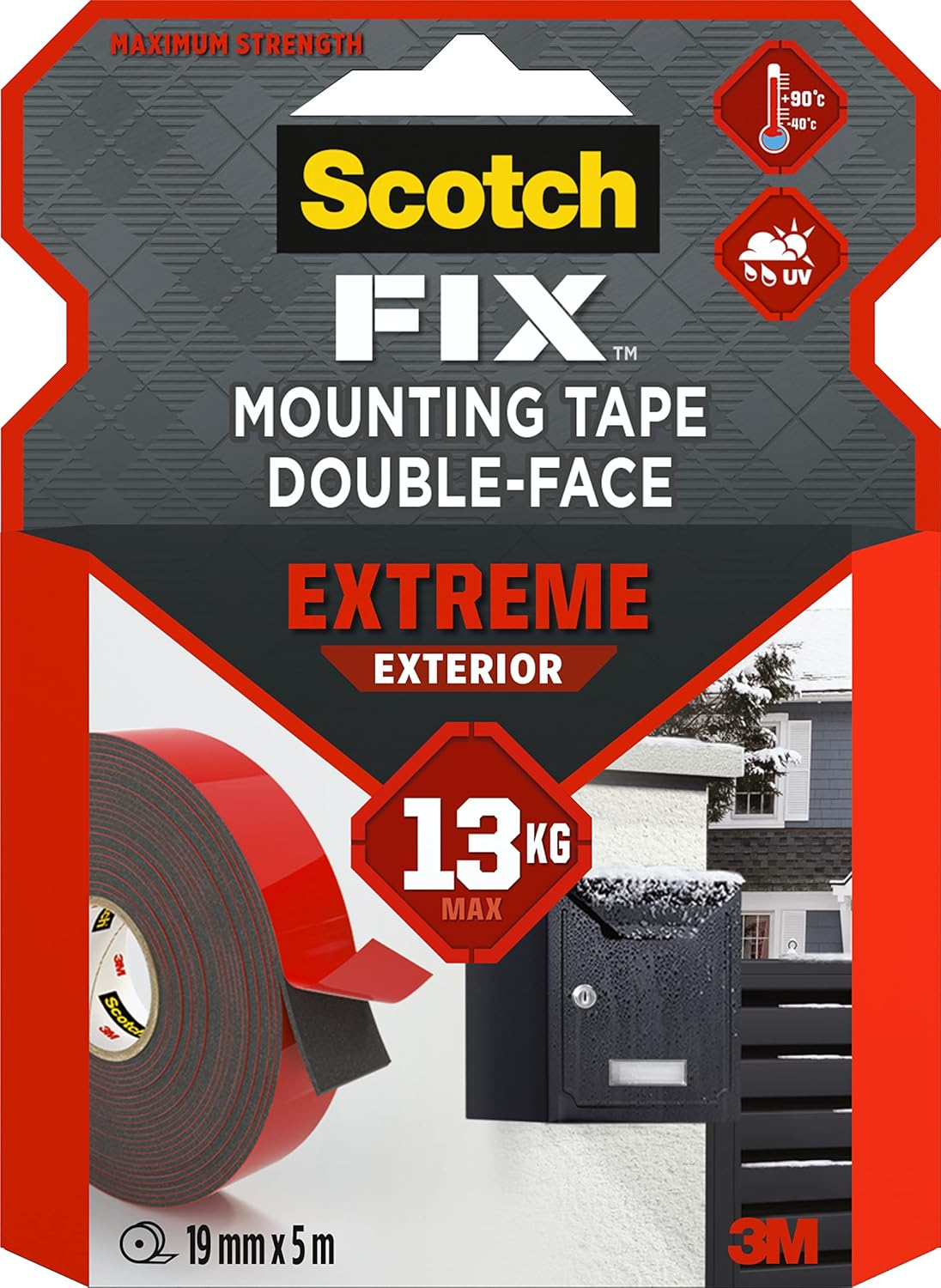 Scotch-Fix Double-Sided Extreme Exterior Mounting Tape - 1 Roll (19Mm X 5M) - fo