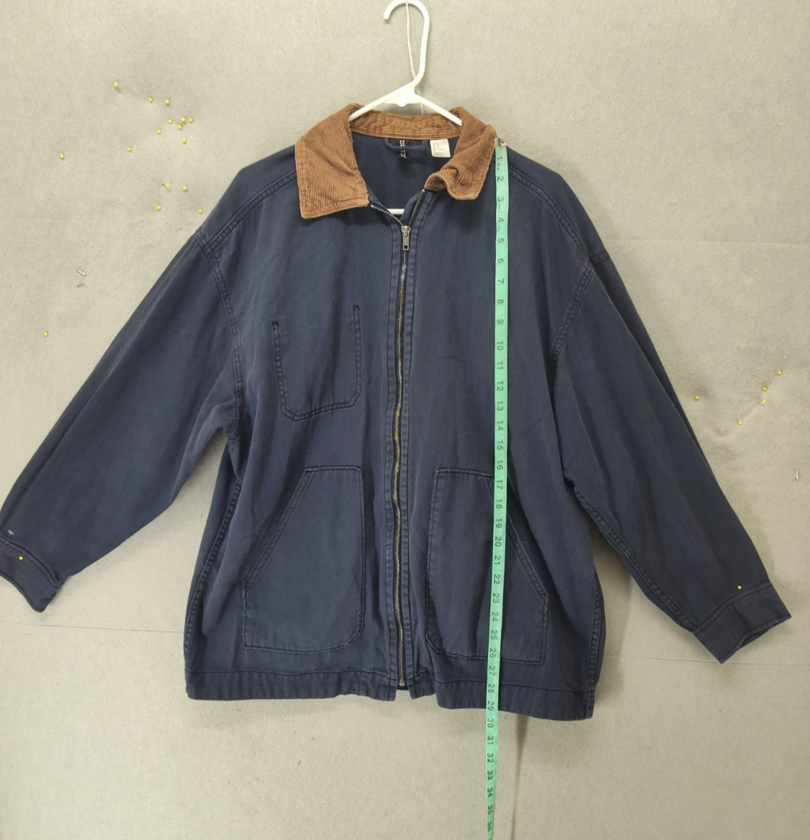 Divided H M Men Jacket Medium Blue 100% Cotton Full Zip Regular Corduroy Collar View 6