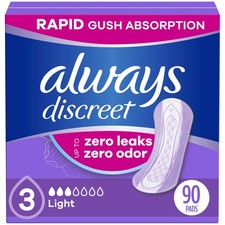 Always Discreet Adult Incontinence Pads for Women, Light Absorbency, Regular