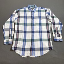 VTG 80s Chaps Ralph Lauren Plaid Button Shirt Mens M USA Hip Hop Style