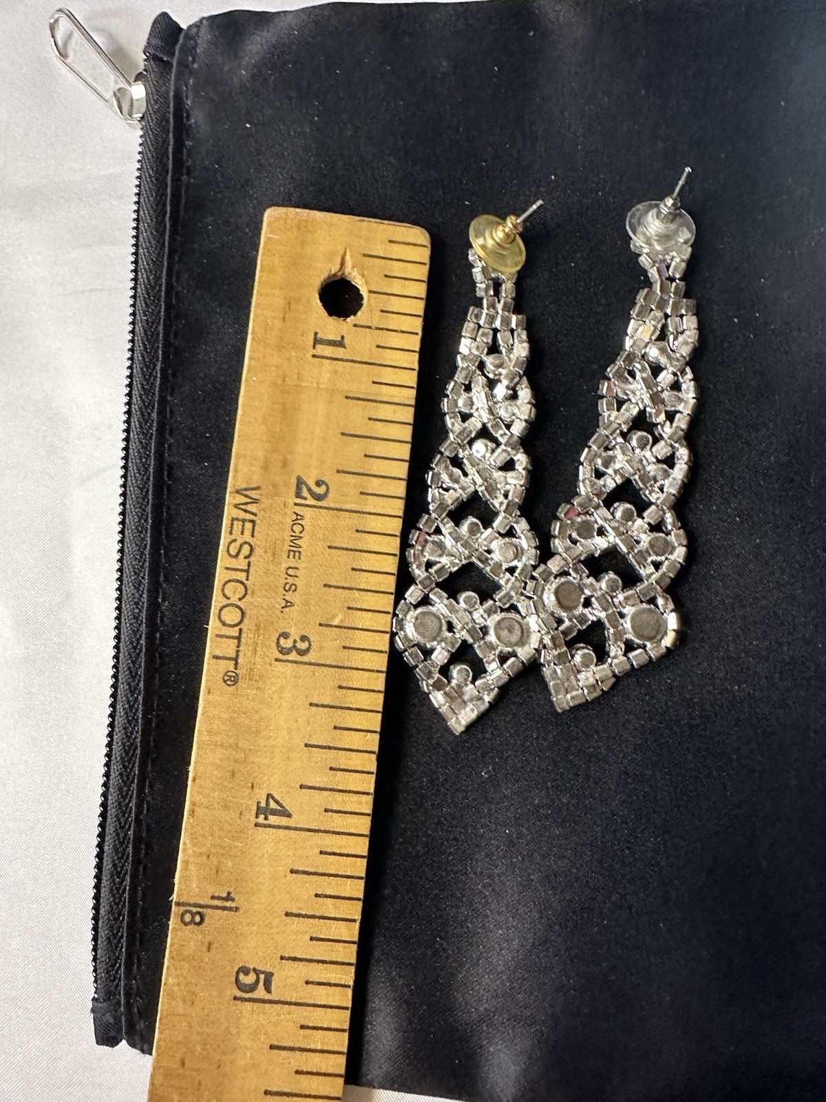 Clear Crystal Rhinestone Drop Dangle Earrings Wed… - image 4