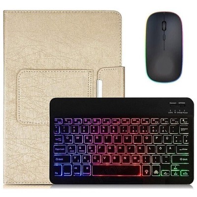 Hülle für iPad 7/8/9/10/11th A16 Air 1'' M3 M4 Pro 11 Beleuchtete QWERTZ Tastatur