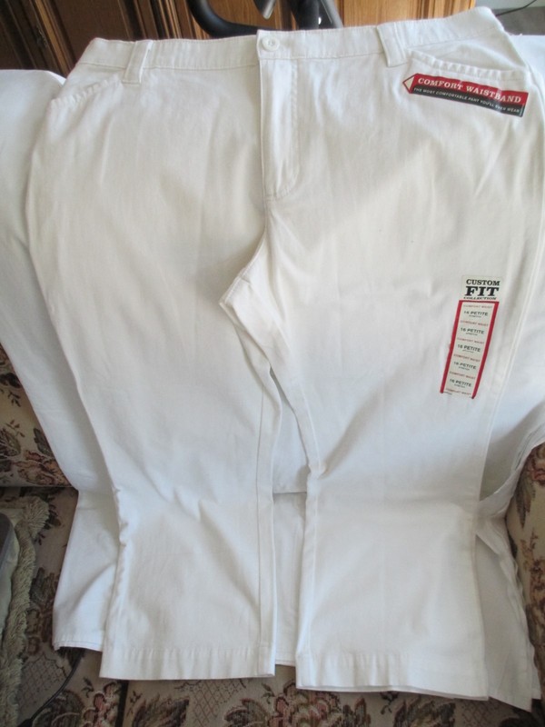 Women's Pants LEE Comfort stretch waistband, 16 Pettite, in White, NEW w/ Tags