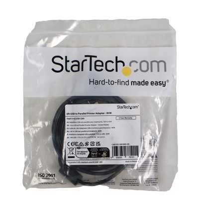 StarTech.com 6 ft. (1.8 m) USB to Parallel Port Adapter ICUSB1284 Male/Male
