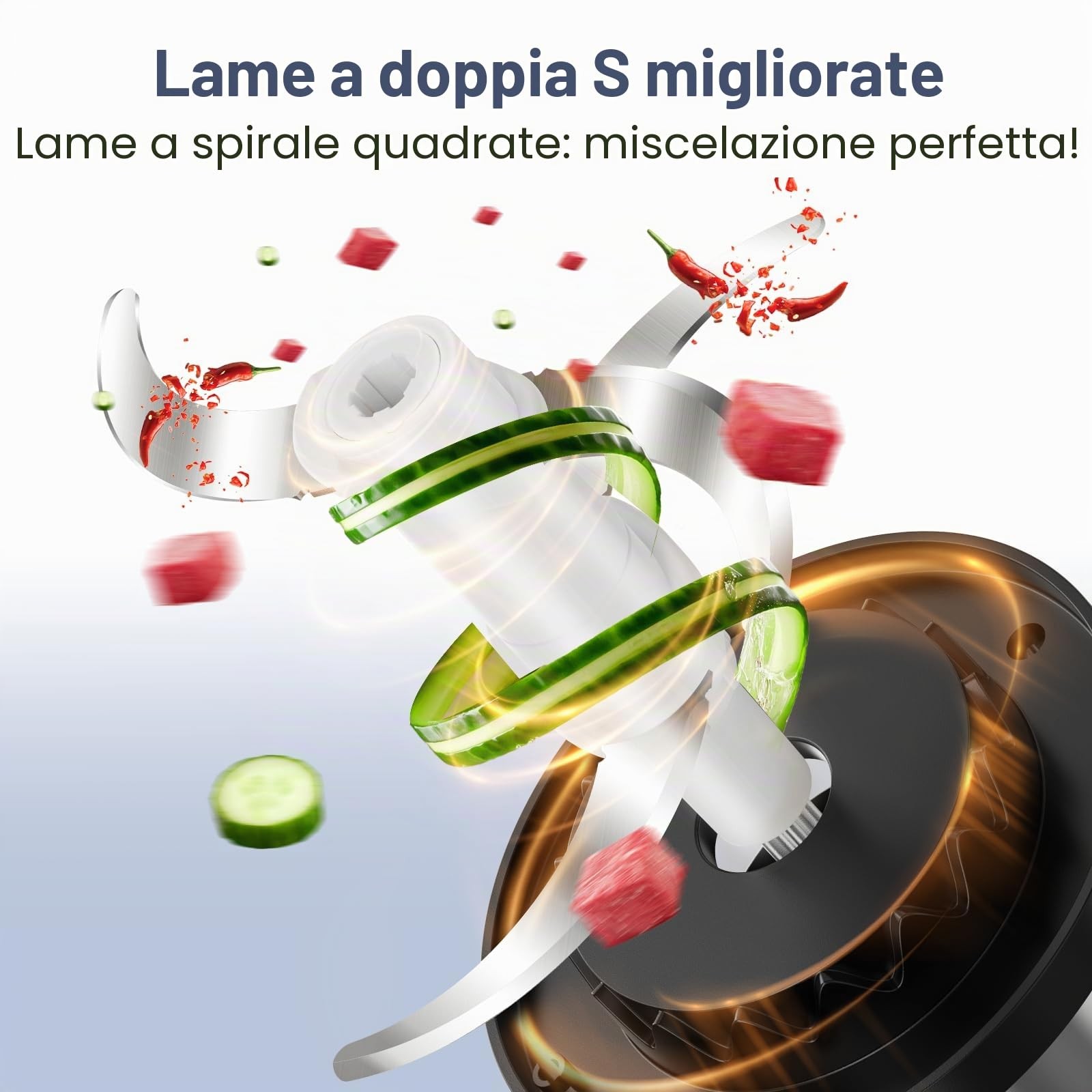 Tritatutto elettrico da cucina 500 W con 2 ciotole foto 5