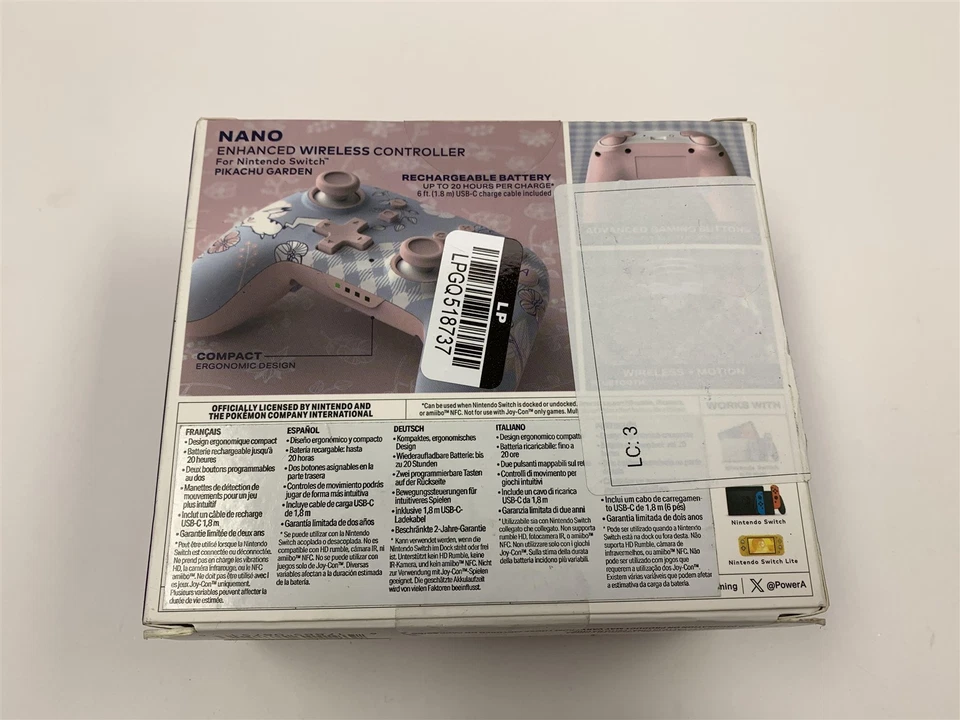 PowerA Nano Wireless Controller Nintendo Switch Pokemon Pikachu New Sealed - Image 2 of 2