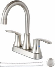 Friho 4 Inch Centerset Bathroom Faucet, 3 Hole Brushed Nickel Lead-Free Stainles