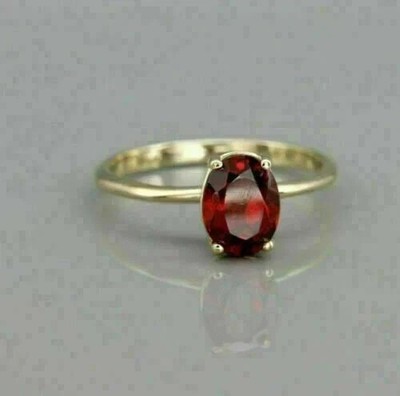 14K Yellow Gold Plated Lab Created Ruby 3.0Ct Oval Cut Solitaire Engagement Ring