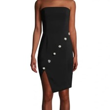 NWT Jay Godfrey Strapless Asymmetric Bodycon Mini Dress Black Women's Size 12
