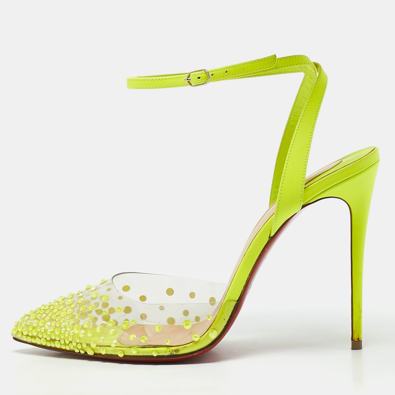 Christian Louboutin Green PVC Spikaqueen Pumps Size 37 Platform Heels