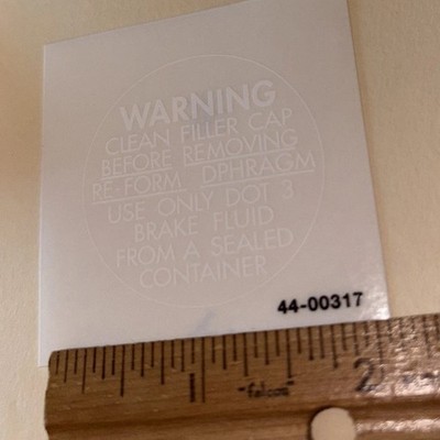 Warning Clean Filler Cap White 2  Vinyl Transfer Decal