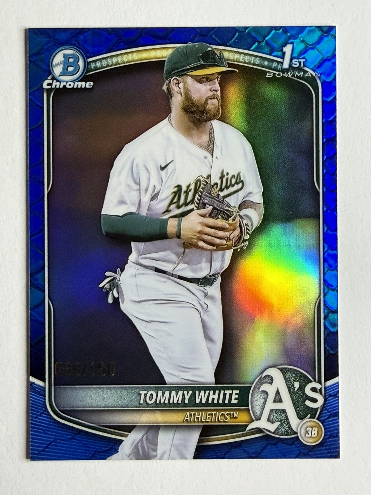 2025 Bowman Chrome Tommy White 1st Blue Reptilian Refractor /150 RC Athletics