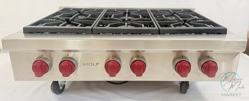 Wolf SRT366 36" Pro Natural Gas Rangetop 6 Dual-Stack Burners Very Clean