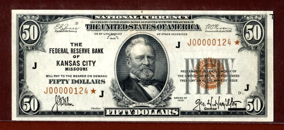 1929  $50  Fed  Reserve  🌟3 DIGIT  SERIAL #    STAR NOTE🌟 PCGS  55 - Image 3 of 4