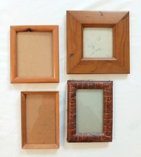 4 X Vintage Wooden Retro Mid Century Style Small Picture Frames Art Wall Gallery