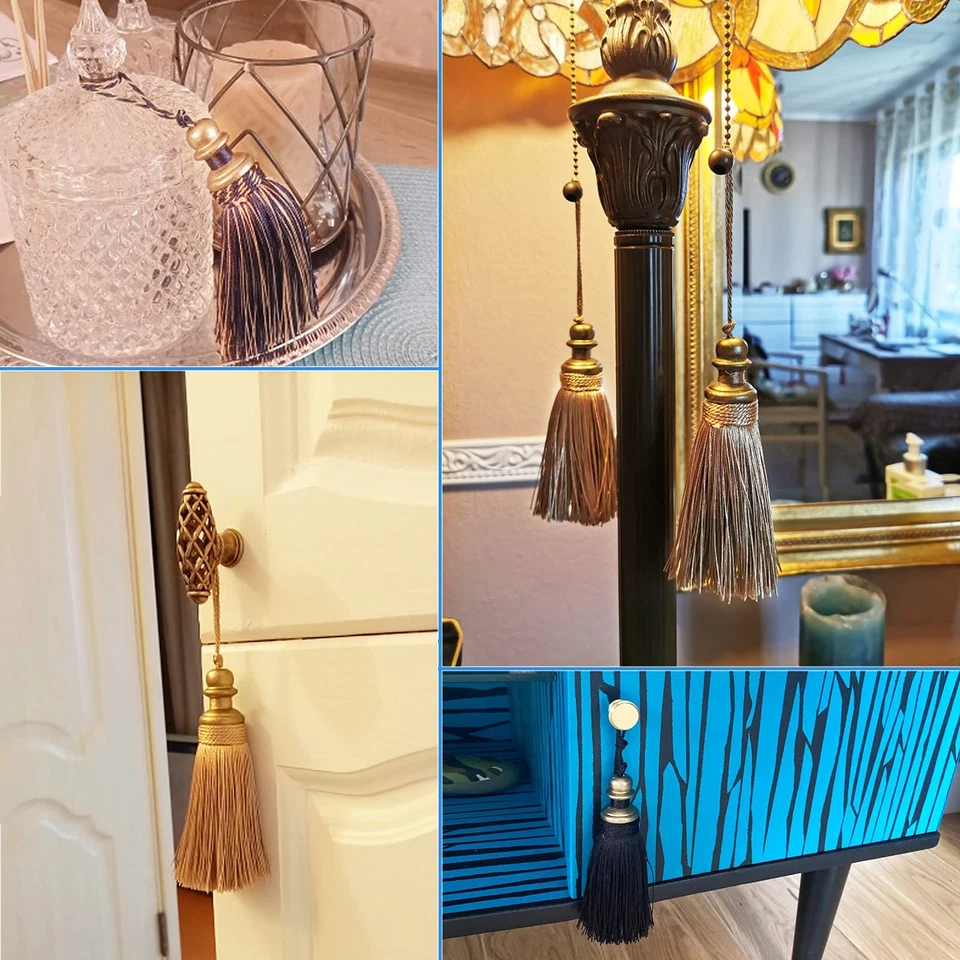 Paquete de 2 borlas de 21 cm/8 pulgadas con lazos - artesanía hecha a mano, accesorios hágalo usted mismo para Ho... Foto 3 de 4