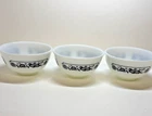 Rare Vintage Pyrex (Corelle) Custard Bowls / Rice Bowls - Old Town Blue Set of 3