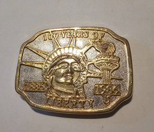 1886-1986 STATUE OF LIBERTY BELT BUCKLE 100 YEARS OF CENTENNIAL METAL GOLD N.Y.
