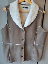Lovely Dash Suede Effect Gilet Size 16 Mushroom Colour Excellent Condition