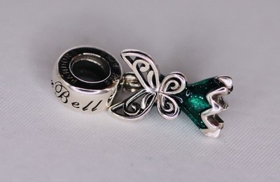 Pandora Disney Tinker Bell Dress Dangle Charm 792138EN93 Silver Retired NWOT