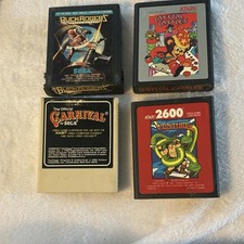 Atari 2600 4 Game Lot: Buck Rogers (Sega), Crystal Castles carnival & Venture image