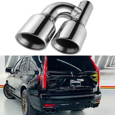 For Cadillac Escalade Pair 2.5 Inlet Quad 4out Dual Wall Exhaust Tip Slant Cut