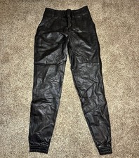 Spanx Faux Leather Jogger Pants Black Women Size Medium Stretch Pull On
