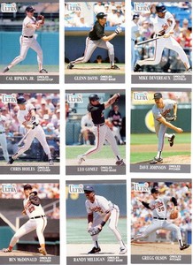 1991 Fleer Ultra BALTIMORE ORIOLES Team Set (13 cards)