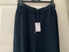 M&CO Ladies Navy Viscose/Linen Trousers Size 22 inside leg 29” rrp £26.99 - BNWT