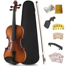 US 4/4 Full Size Acoustic Violin Solid Wood W/Case Bow Rosin Tuner Shoulder Rest