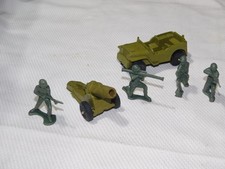 TIM-MEE Toys Plastic Toy U.S.A. Army Jeep  Cannon W/ 4 ARMY MEN LOT