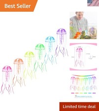 6-Pack Glowing Silicone Jellyfish Aquarium Decoration - Vibrant Colors